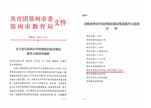 威尼斯登录入口welcome被命名为首批郑州市学校团组织建设规范提升示范校